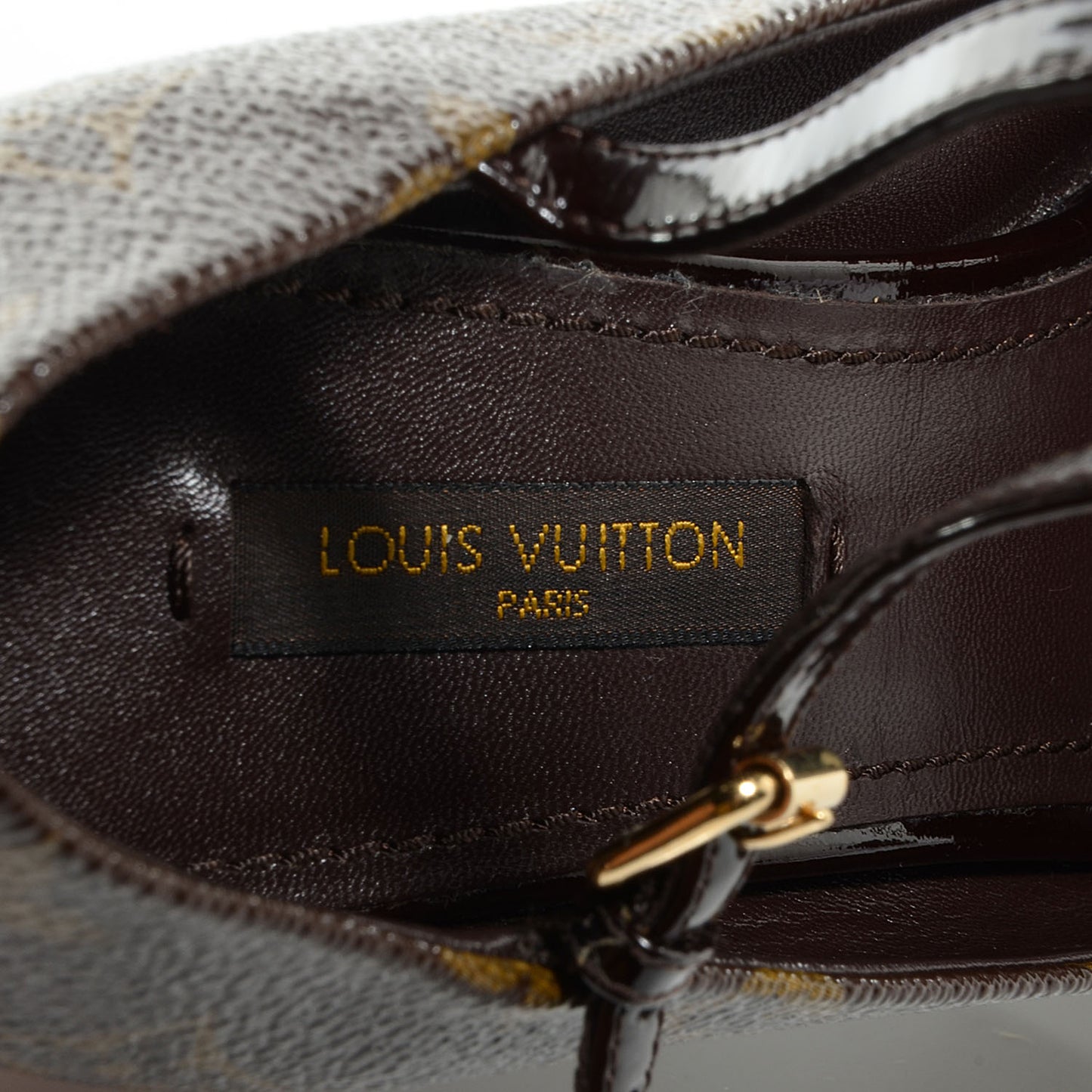 Patent Monogram Fetish Vanity Platform Pumps 35