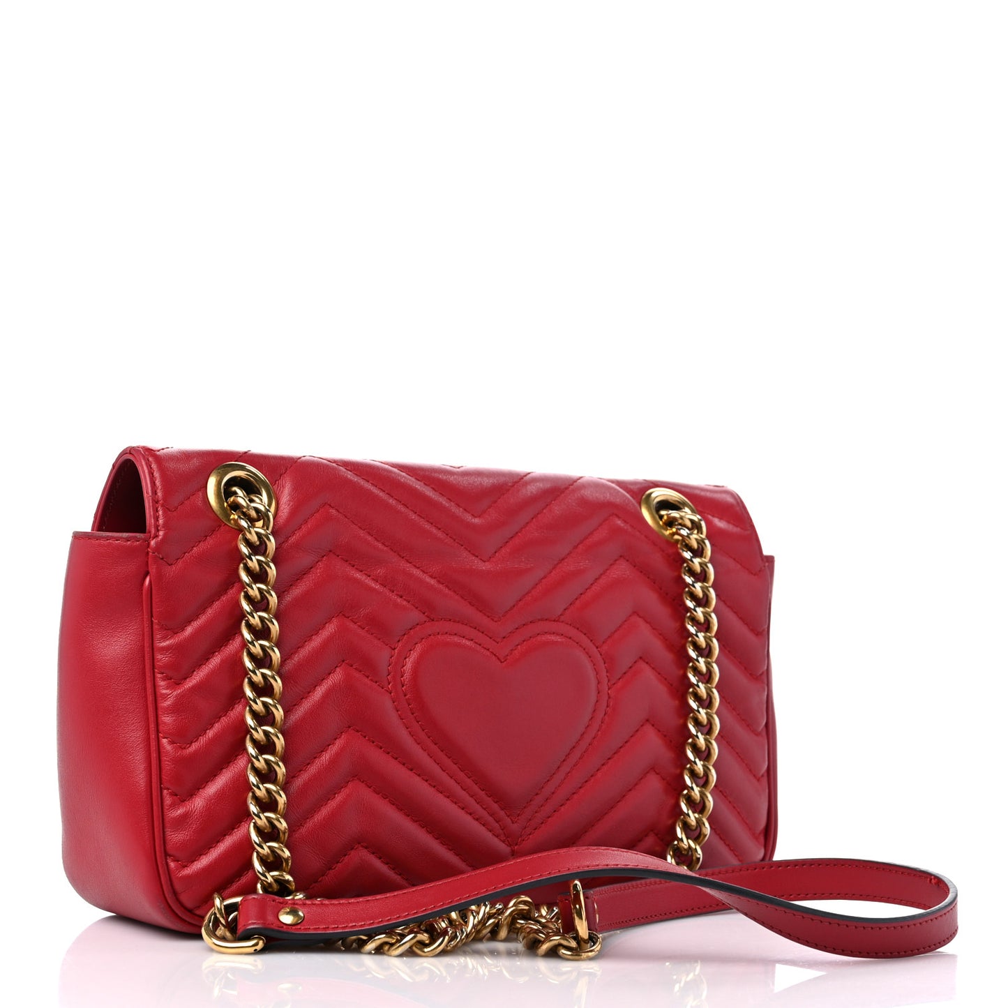 Calfskin Matelasse Small GG Marmont Shoulder Bag Hibiscus Red
