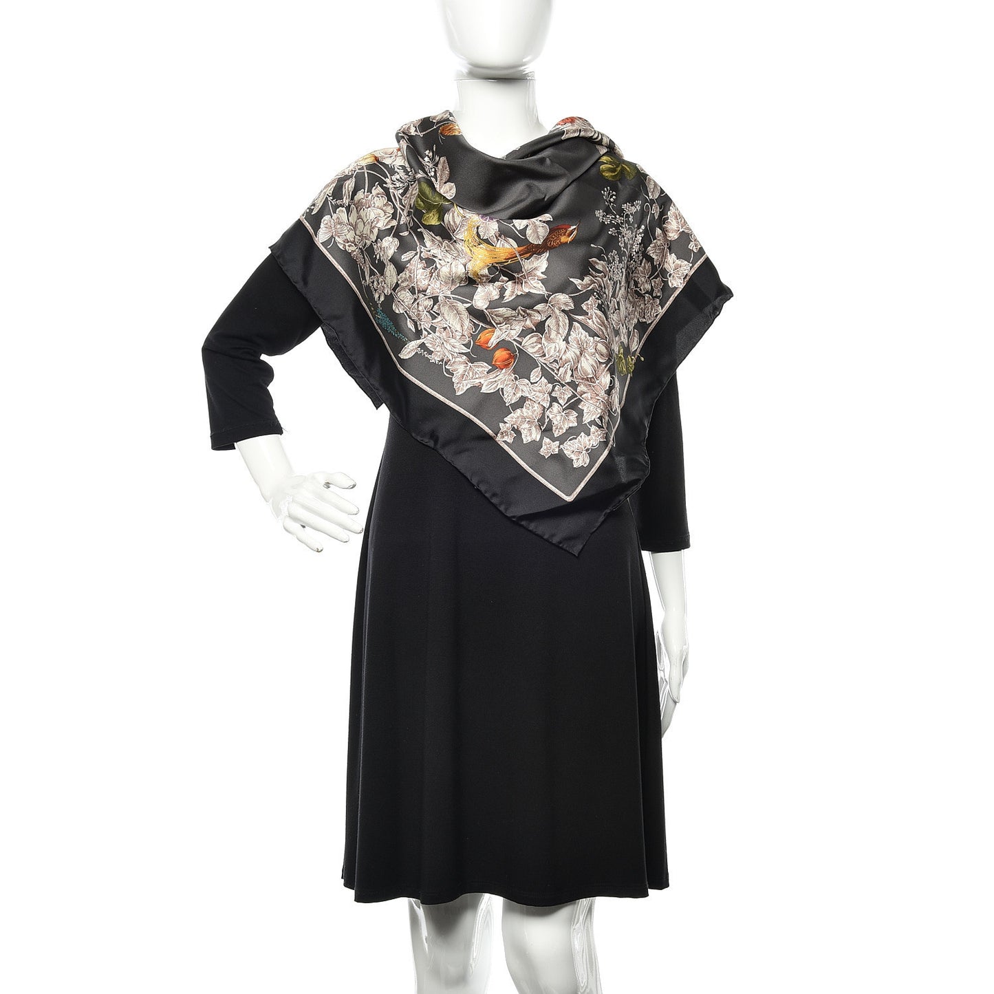 Silk Twill Wondergardenia Square Scarf Anthracite