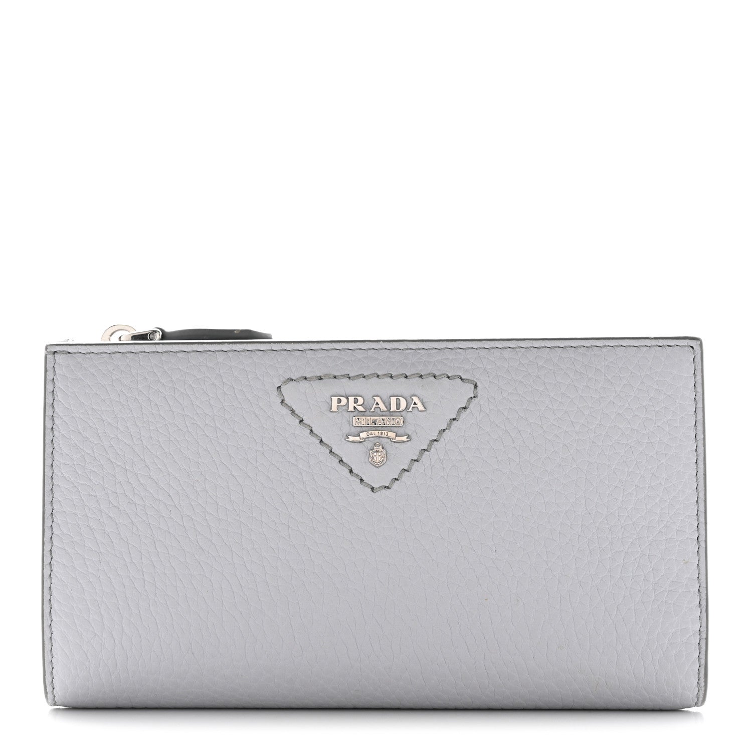Prada Vitello Daino Triangle Continental Zip Wallet Fiordaliso 1 of 9