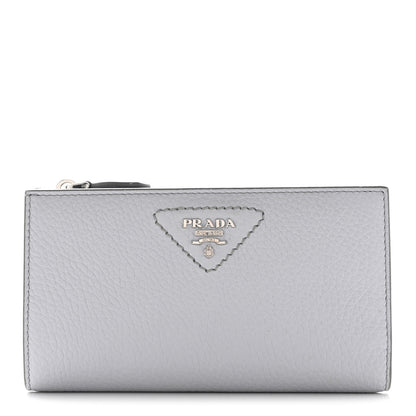 Prada Vitello Daino Triangle Continental Zip Wallet Fiordaliso 1 of 9
