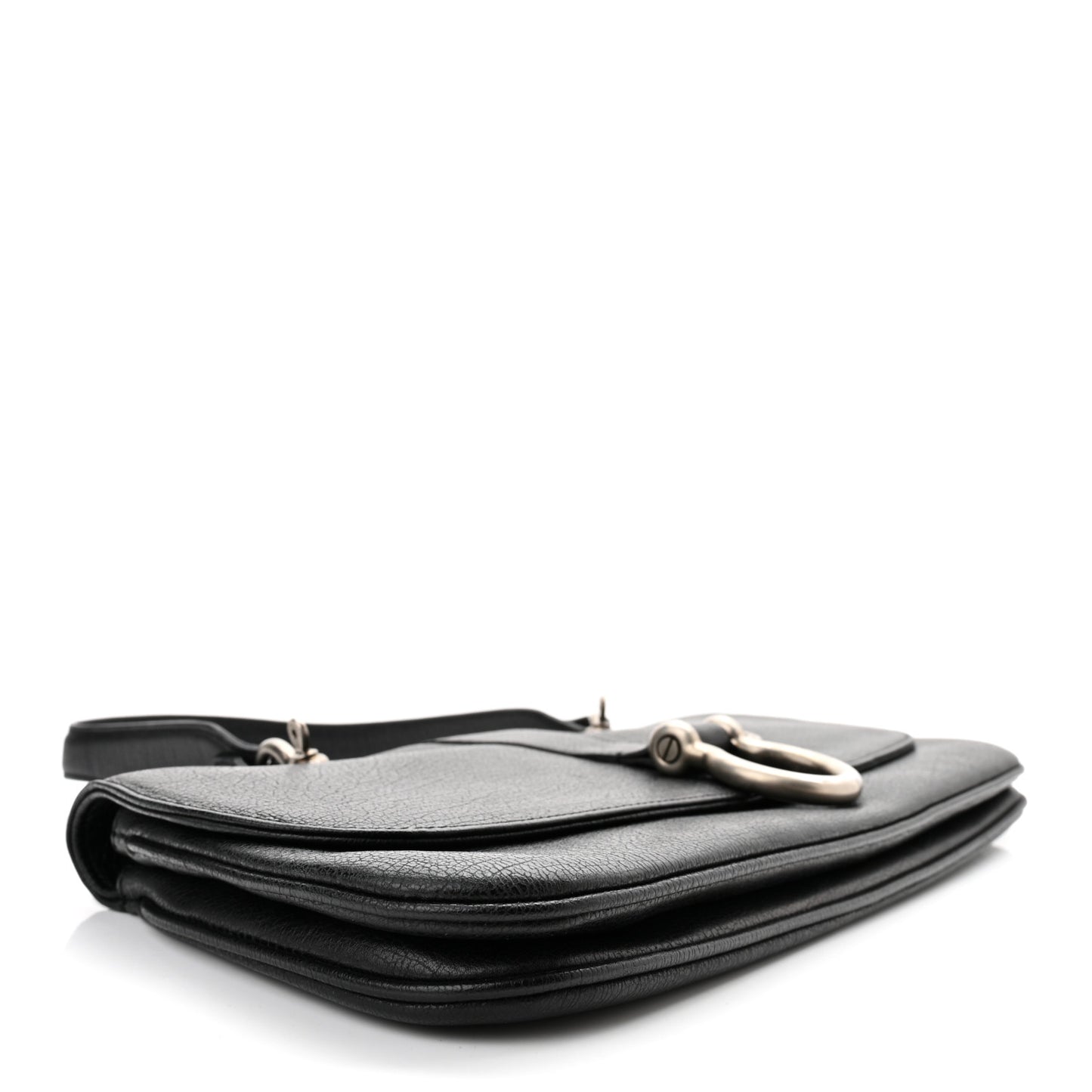 Textured Calfskin Shoulder Bag Black