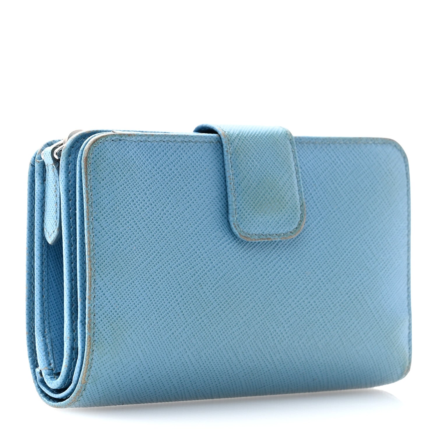 Prada Saffiano Metal Compact Wallet Mare 3 of 14