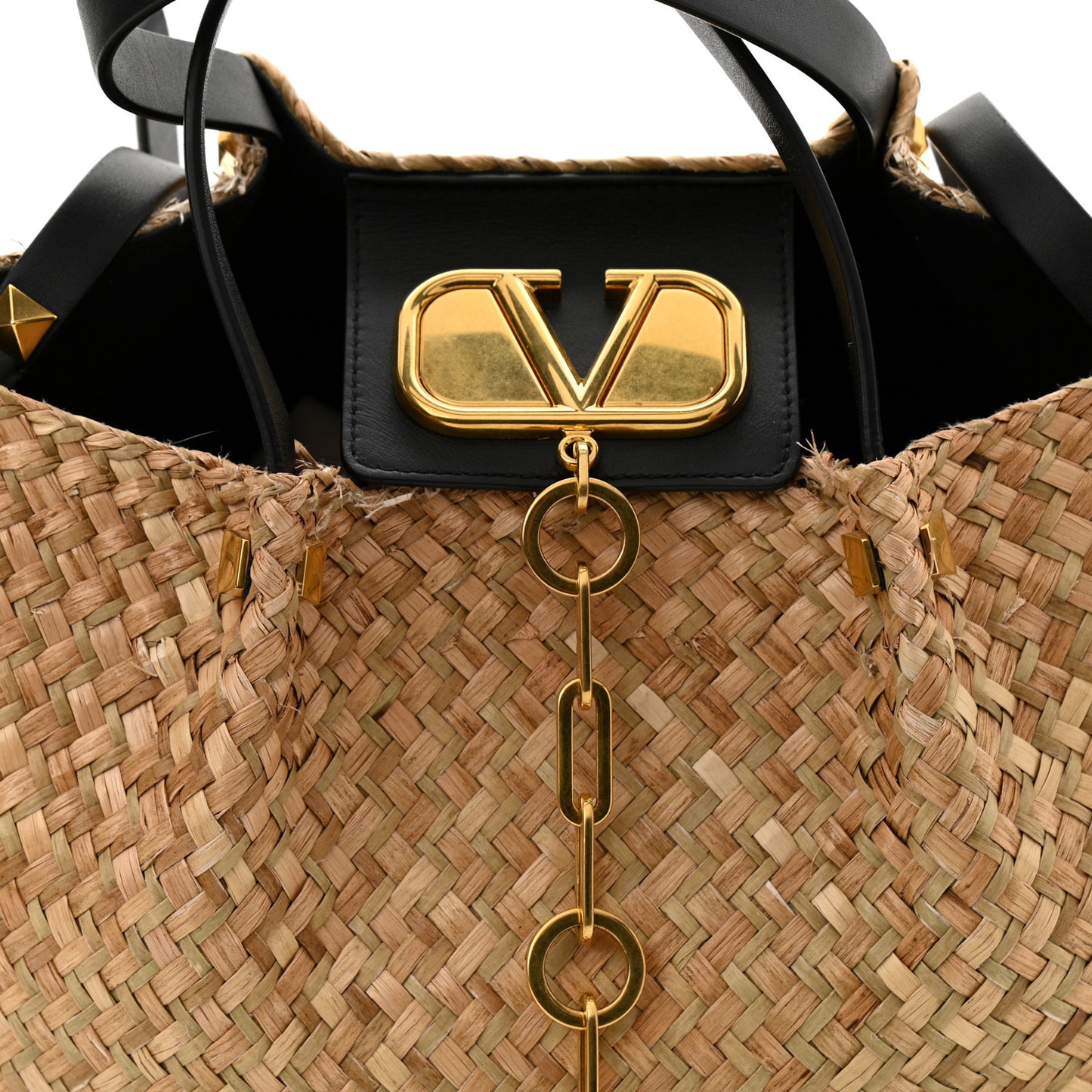 Raffia Medium Vlogo Escape Shopper Natural Black Rouge