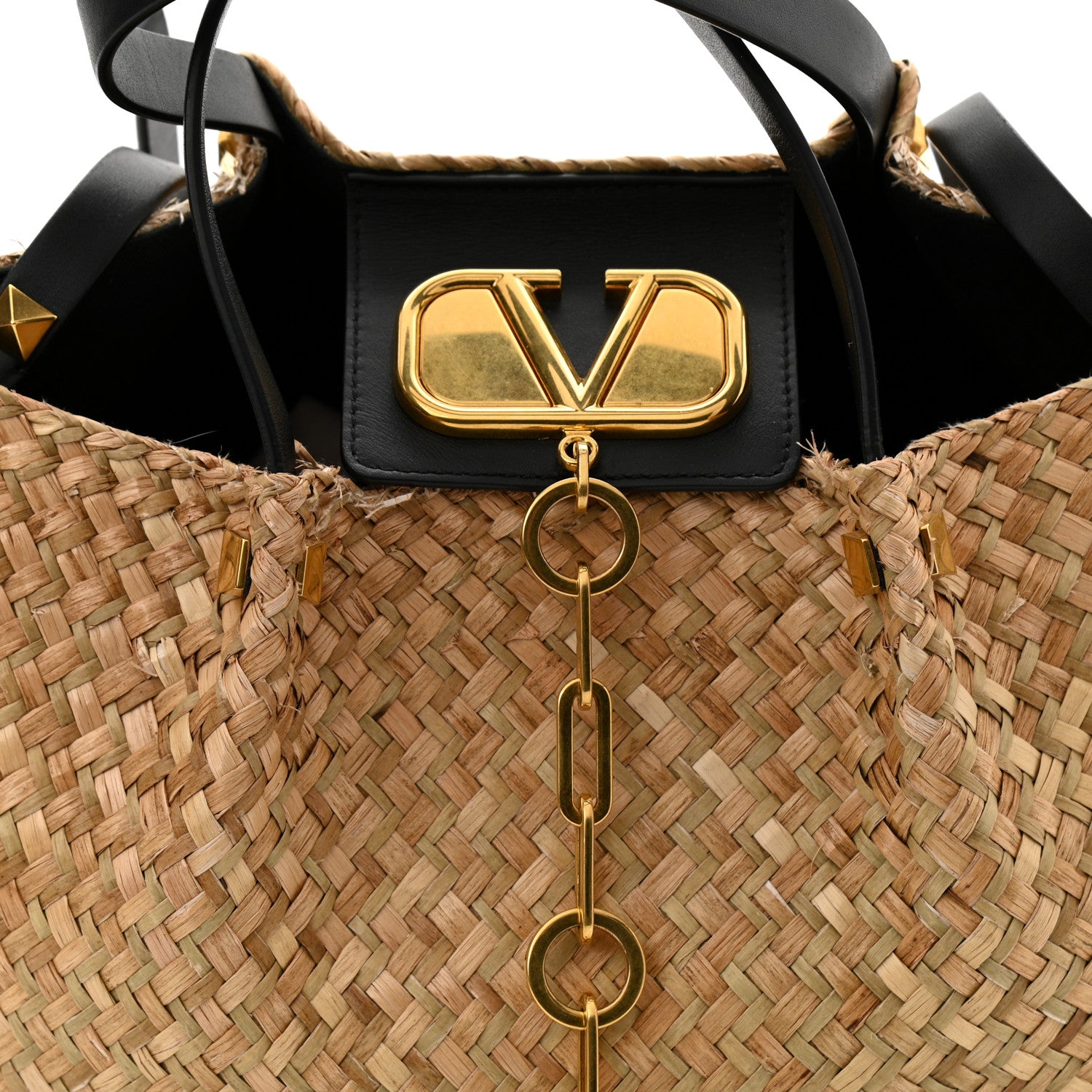 Valentino Garavani Raffia Medium Vlogo Escape Shopper Natural Black Rouge 8 of 13