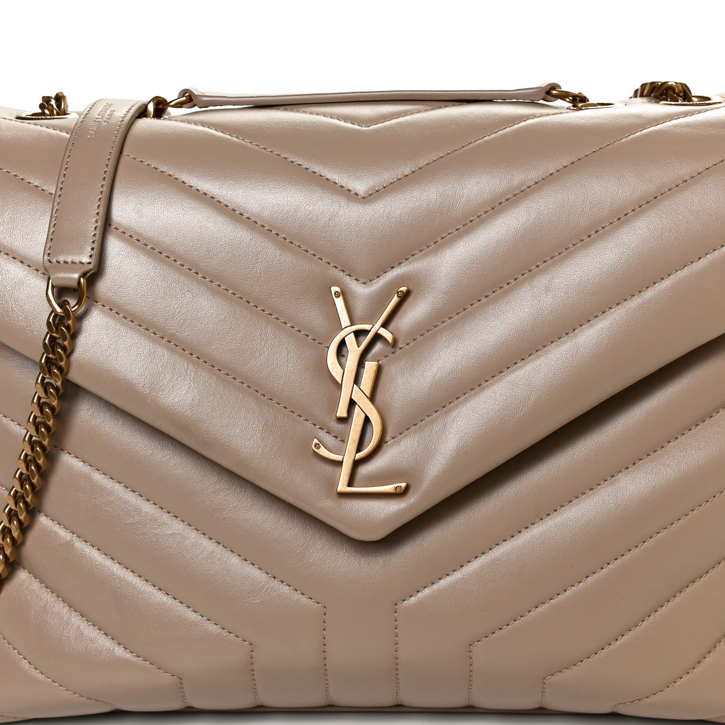 Calfskin Y Quilted Monogram Medium Loulou Chain Satchel Dark Latte