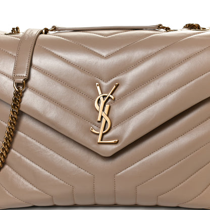 Saint Laurent Calfskin Y Quilted Monogram Medium Loulou Chain Satchel Dark Latte 9 of 11