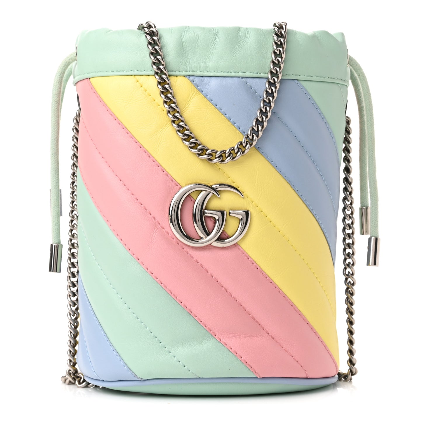 Calfskin Matelasse Diagonal Mini GG Marmont 2.0 Bucket Bag Pastel Multicolor