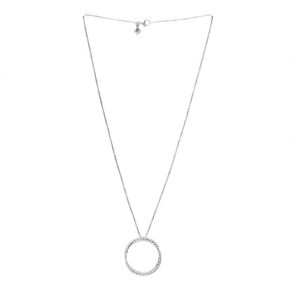 David Yurman Sterling Silver Diamond Crossover Circle Pendant Necklace 3 of 5