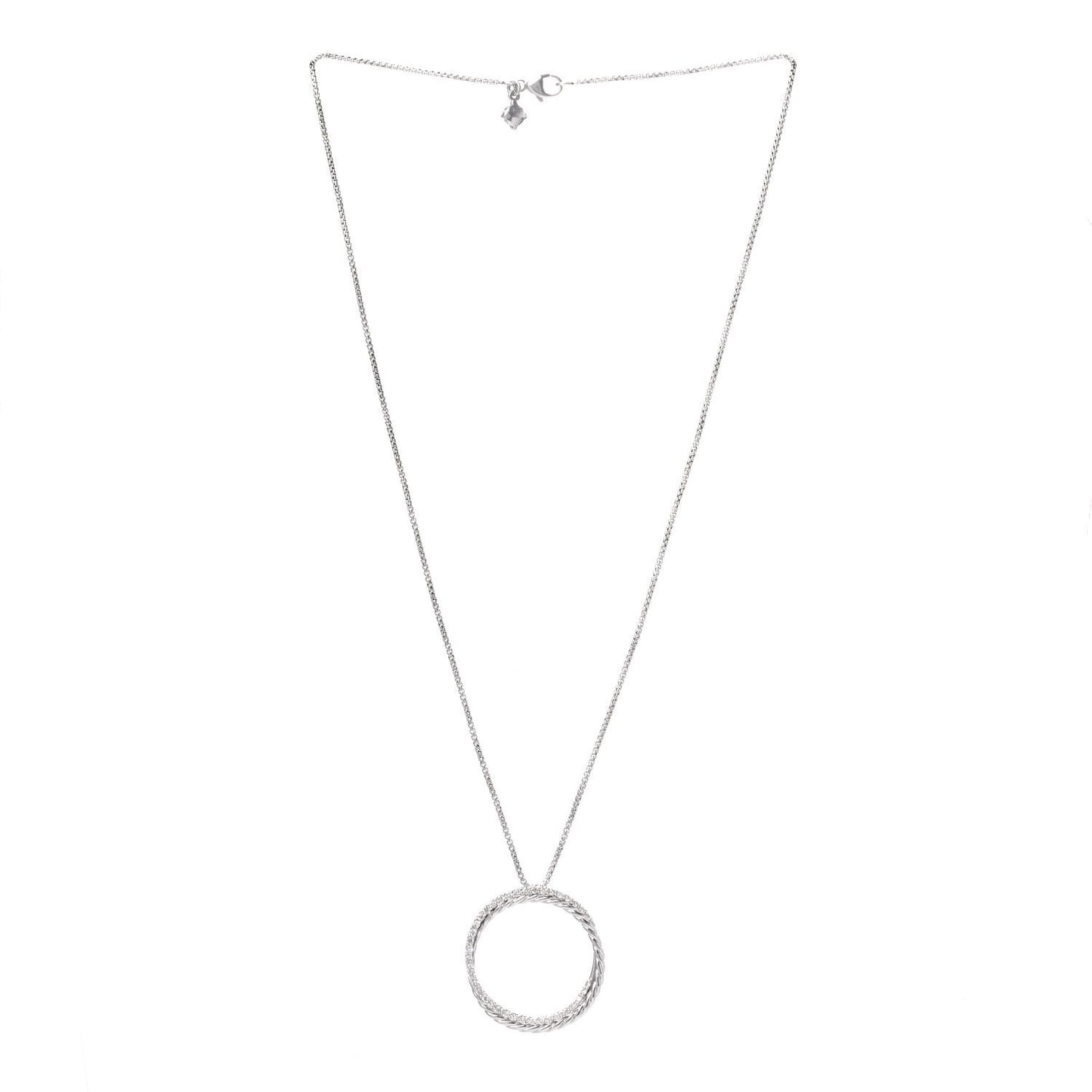 Sterling Silver Diamond Crossover Circle Pendant Necklace