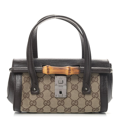 Gucci Monogram Small Bamboo Bullet Satchel Brown 1 of 5