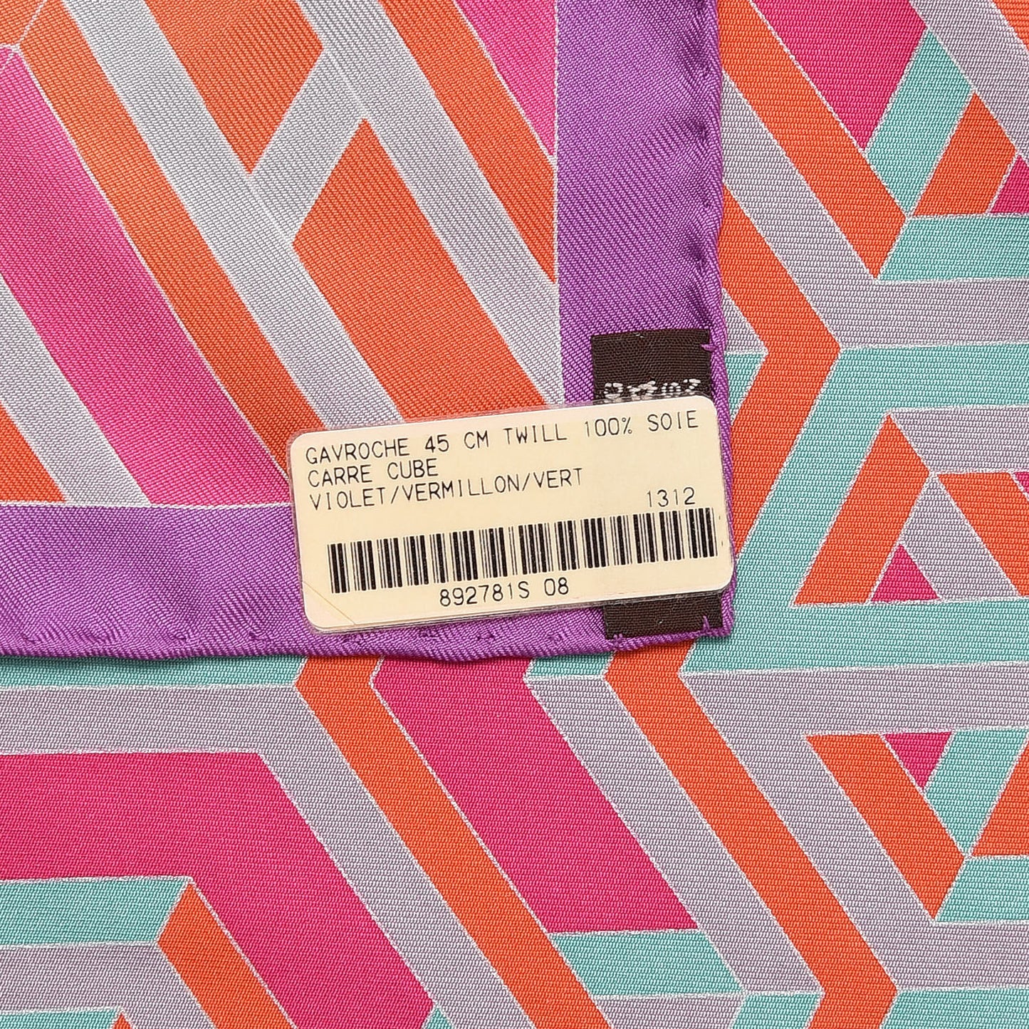 Silk Carre Cube Pocket Square Violet Vermillon Vert
