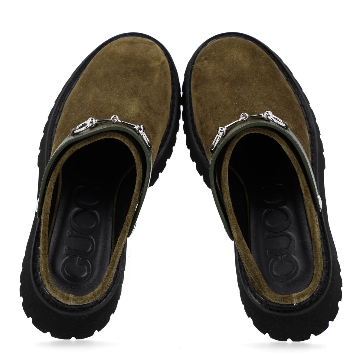 Gucci Suede Womens Horsebit Platform Mules 38.5 Dark Green 2 of 11