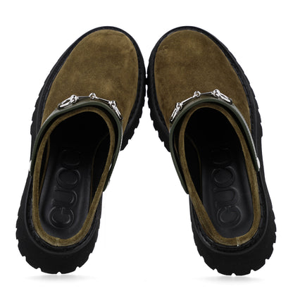 Gucci Suede Womens Horsebit Platform Mules 38.5 Dark Green 2 of 11