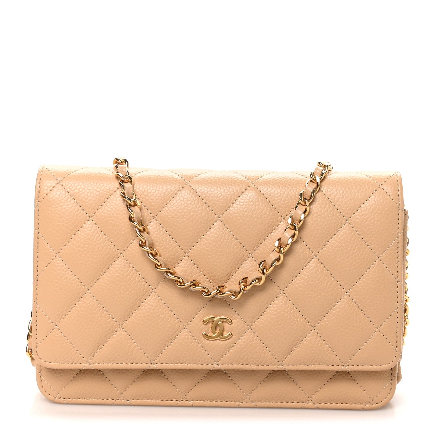 Chanel Caviar Quilted Wallet on Chain WOC Beige 1 of 10
