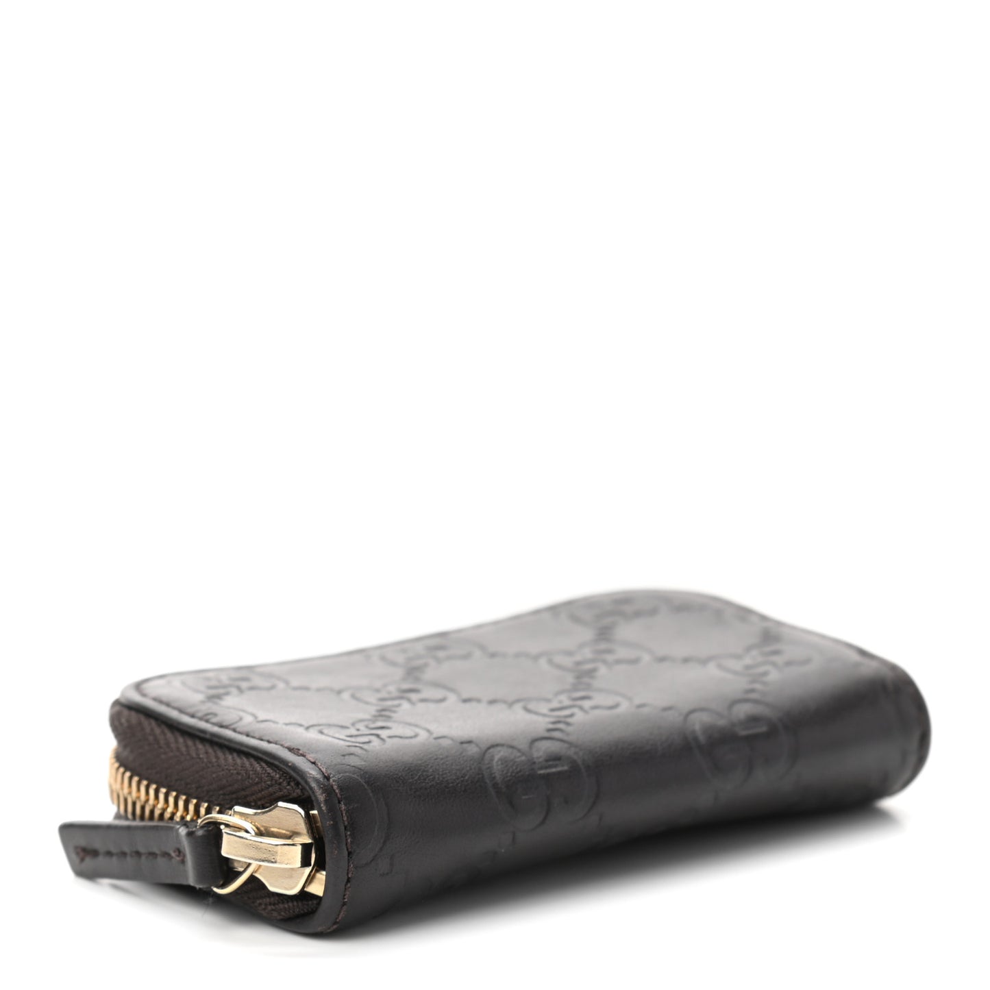 Guccissima Zip Around Coin Purse Wallet Dark Brown