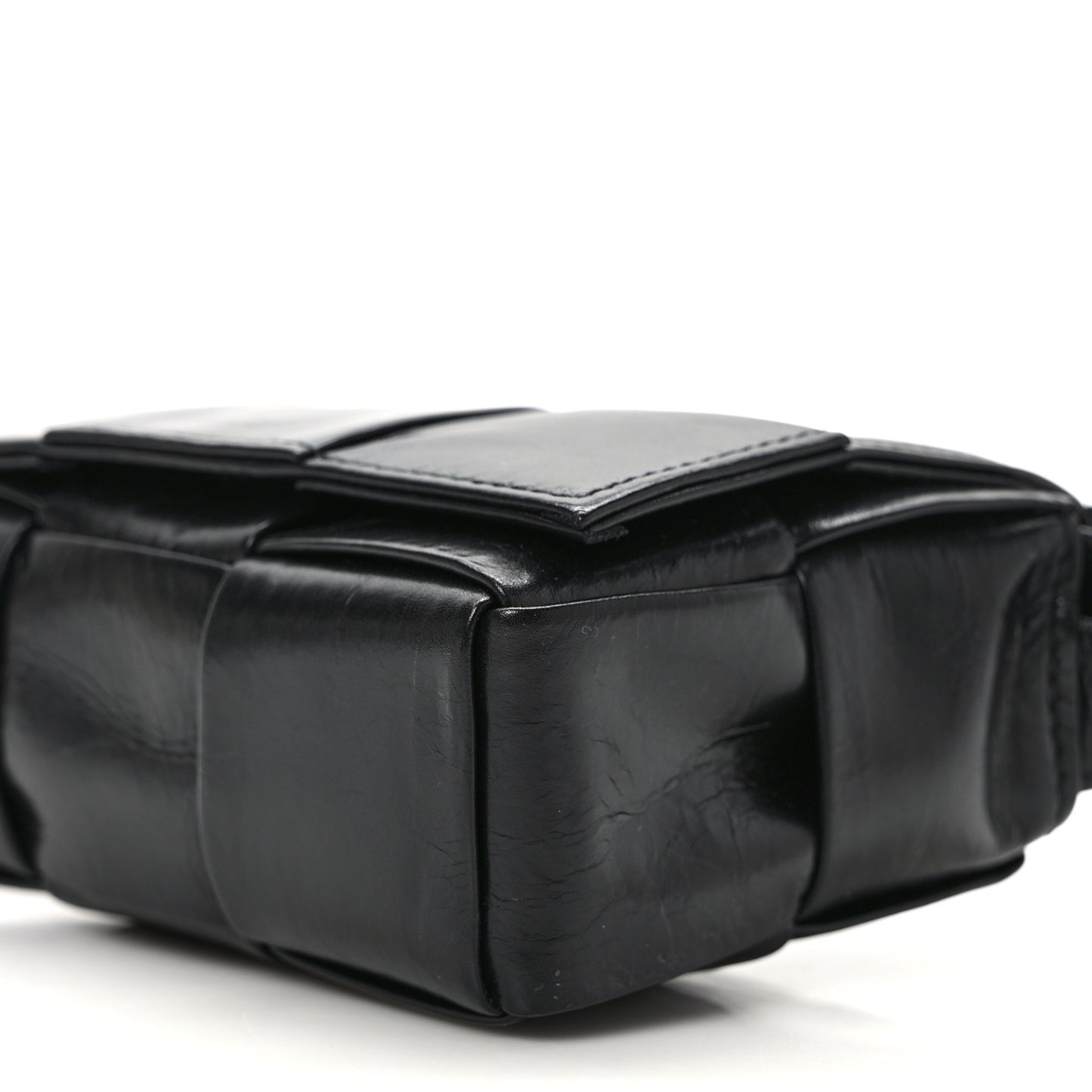 Paper Calfskin Maxi Intreccio Extra Mini Cassette Crossbody Bag Black
