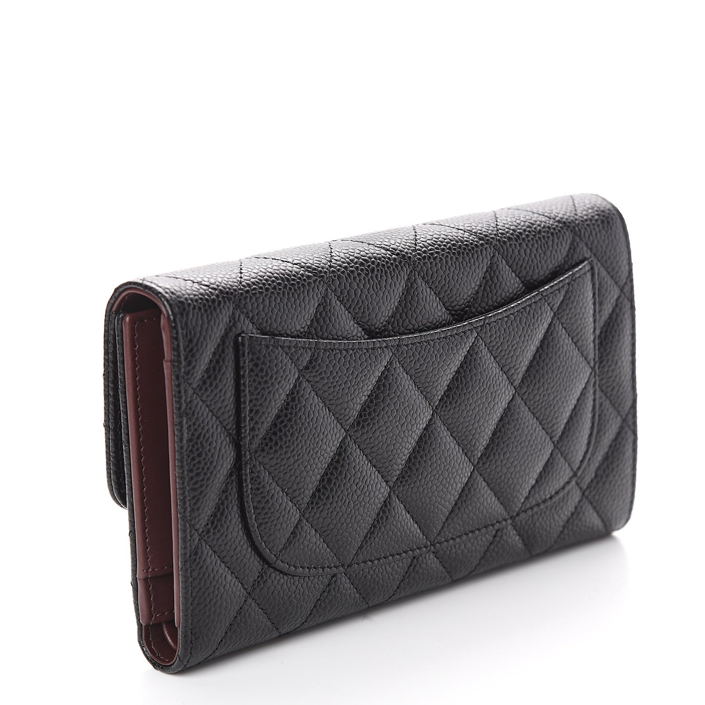 Caviar Quilted Large Flap Wallet Black