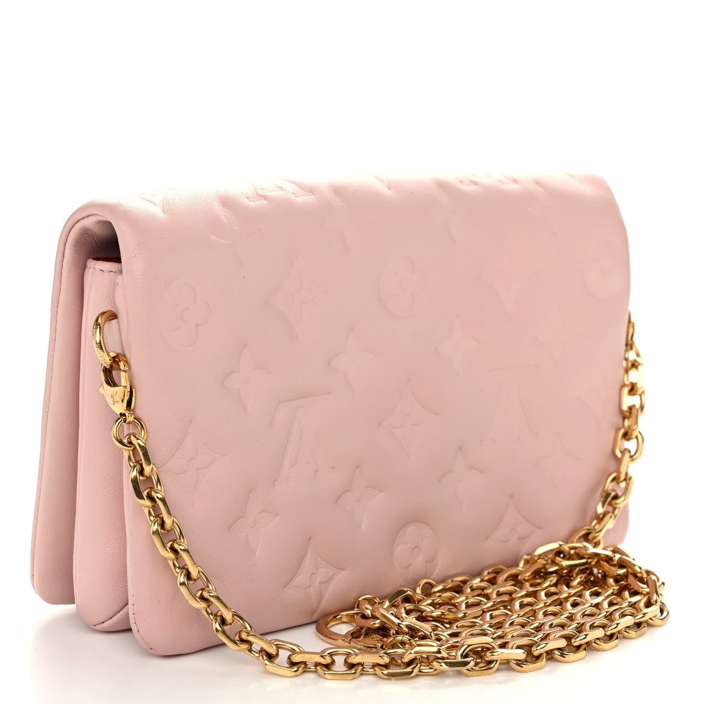 Lambskin Embossed Monogram Pochette Coussin Rose