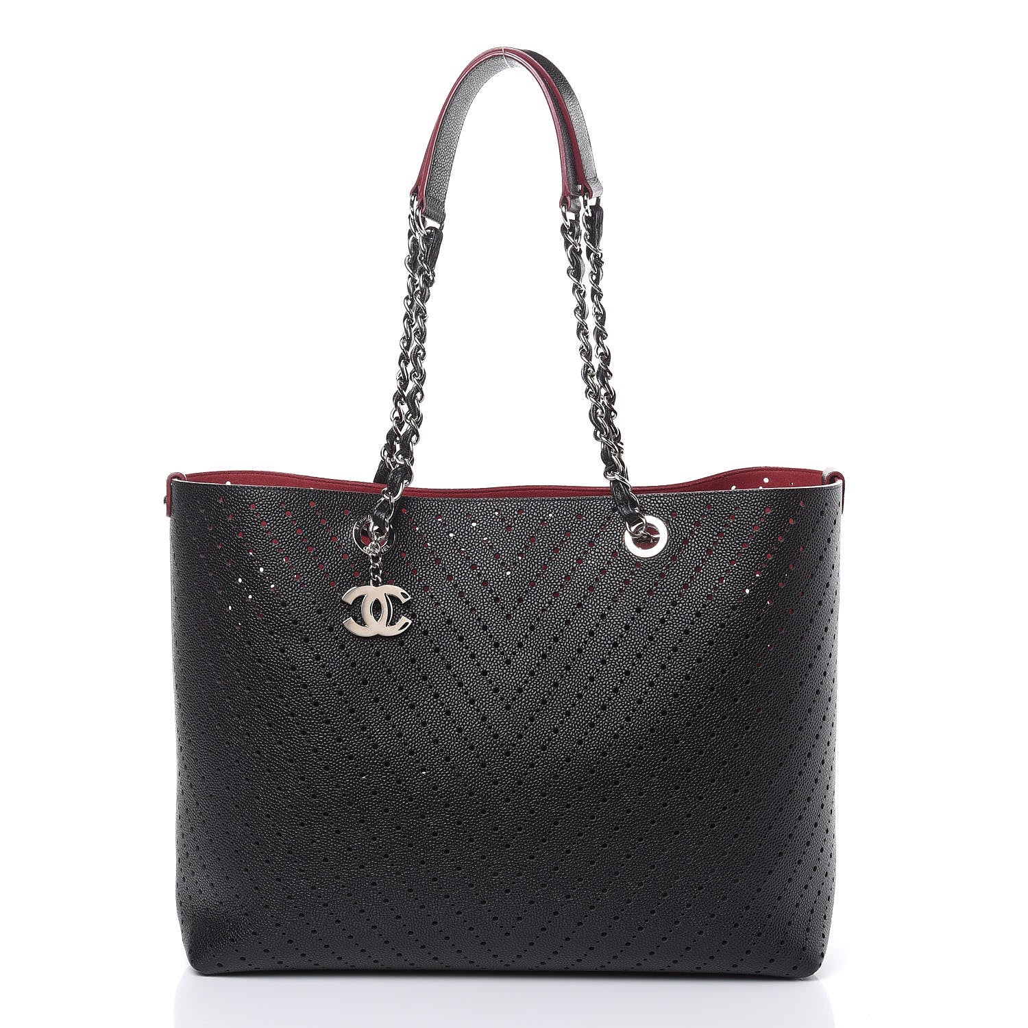 Chanel Perforated Grained Calfskin Large Shopping Tote Black 3 of 11