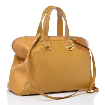 Fendi Capra Vitello Saddle Colorblock Large Chameleon Tote Beige Camel 3 of 10