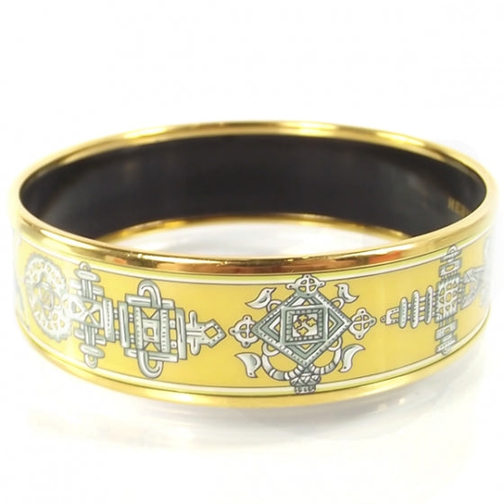 Hermes Enamel BRACELET Bangle Birds Yellow 6 of 7