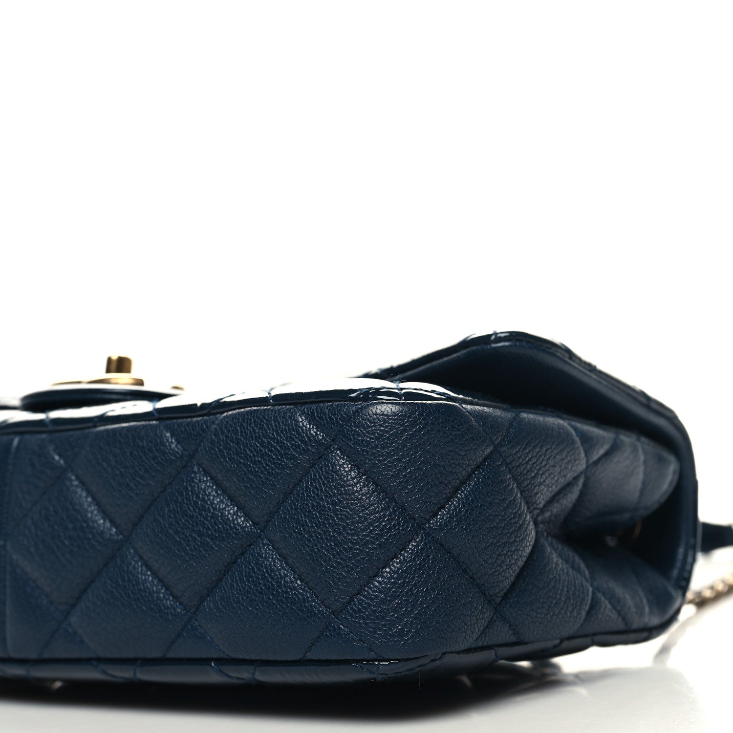 Chanel Patent Goatskin Quilted Medium CC Eyelet Flap Blue 10 of 11