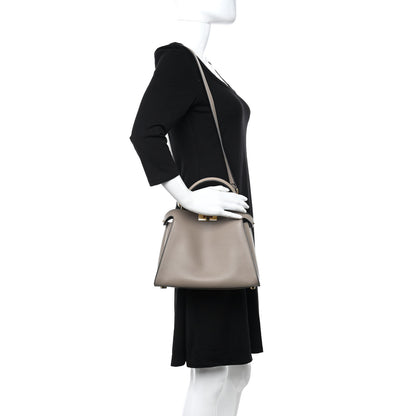 Fendi Vitello Tahiti Burro Medium Peekaboo Iconic Essentially Satchel Tortora Black 2 of 18