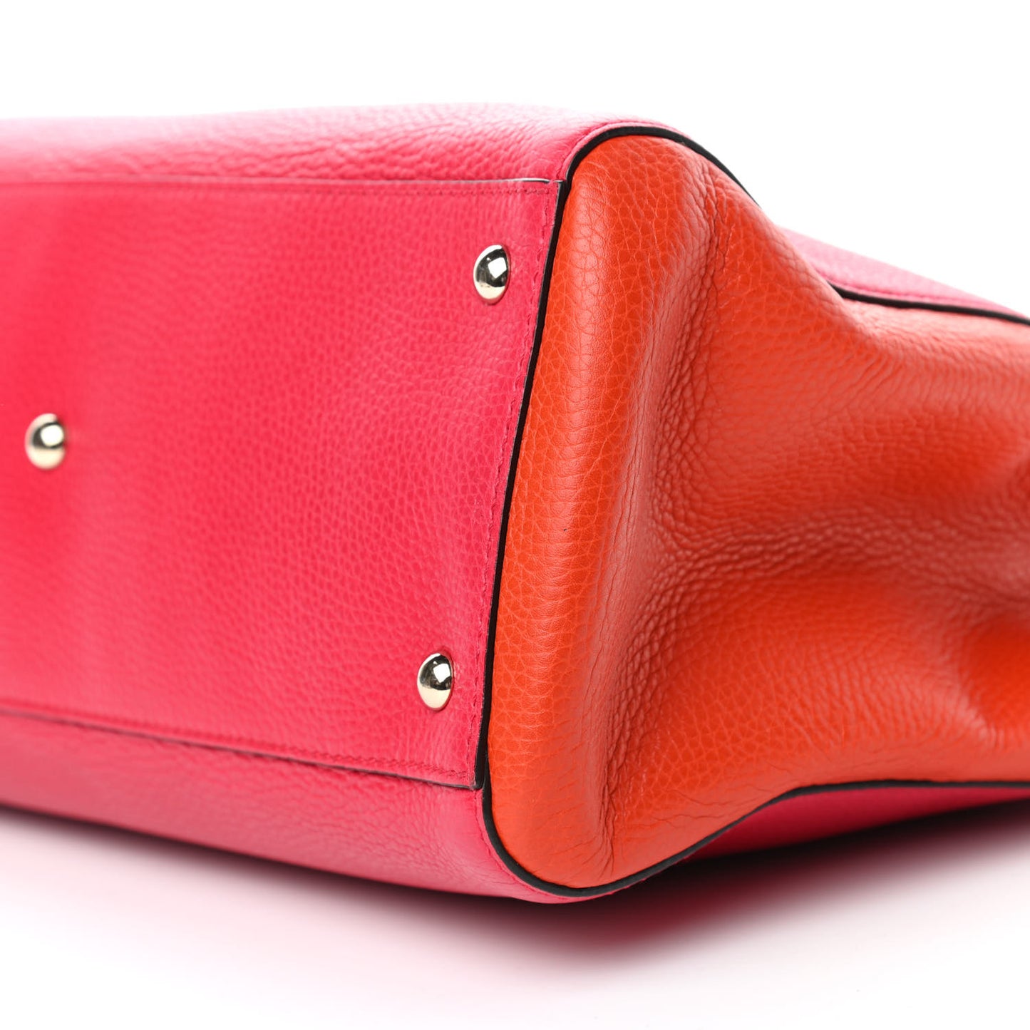 Pebbled Calfskin Bi-Color Medium Bamboo Shopper Tote Fuchsia Orange