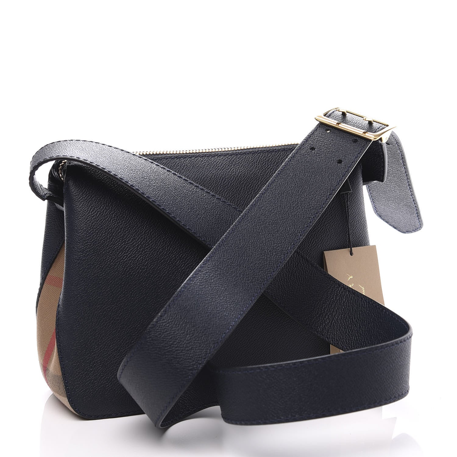 Burberry Soft Grain Calfskin House Check Small Helmsley Crossbody Blue Carbon 2 of 11