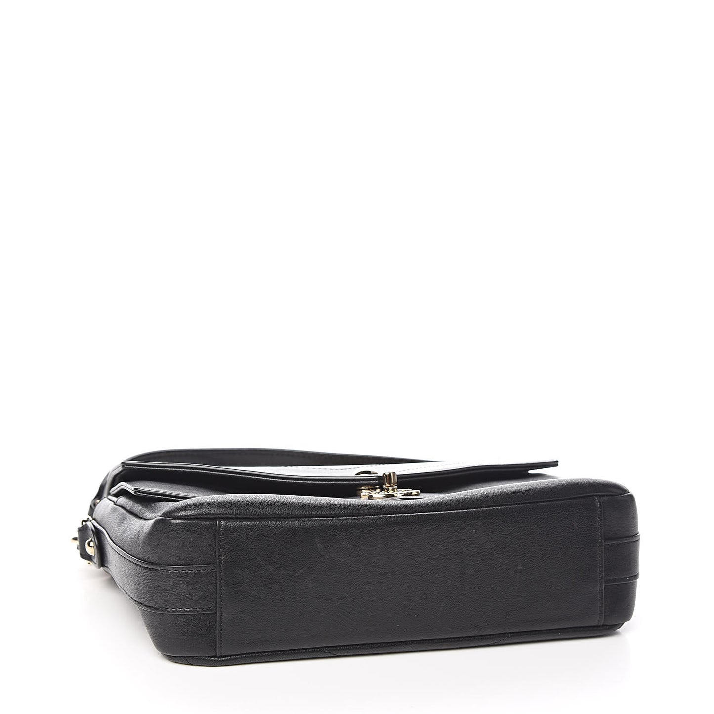 Sheepskin Chevron Quilted Mini Double Chevron Flap Black