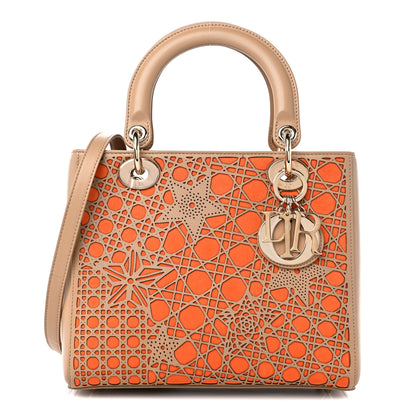 Christian Dior Calfskin Suede Cutout Stars Medium Lady Dior Beige Orange 1 of 9