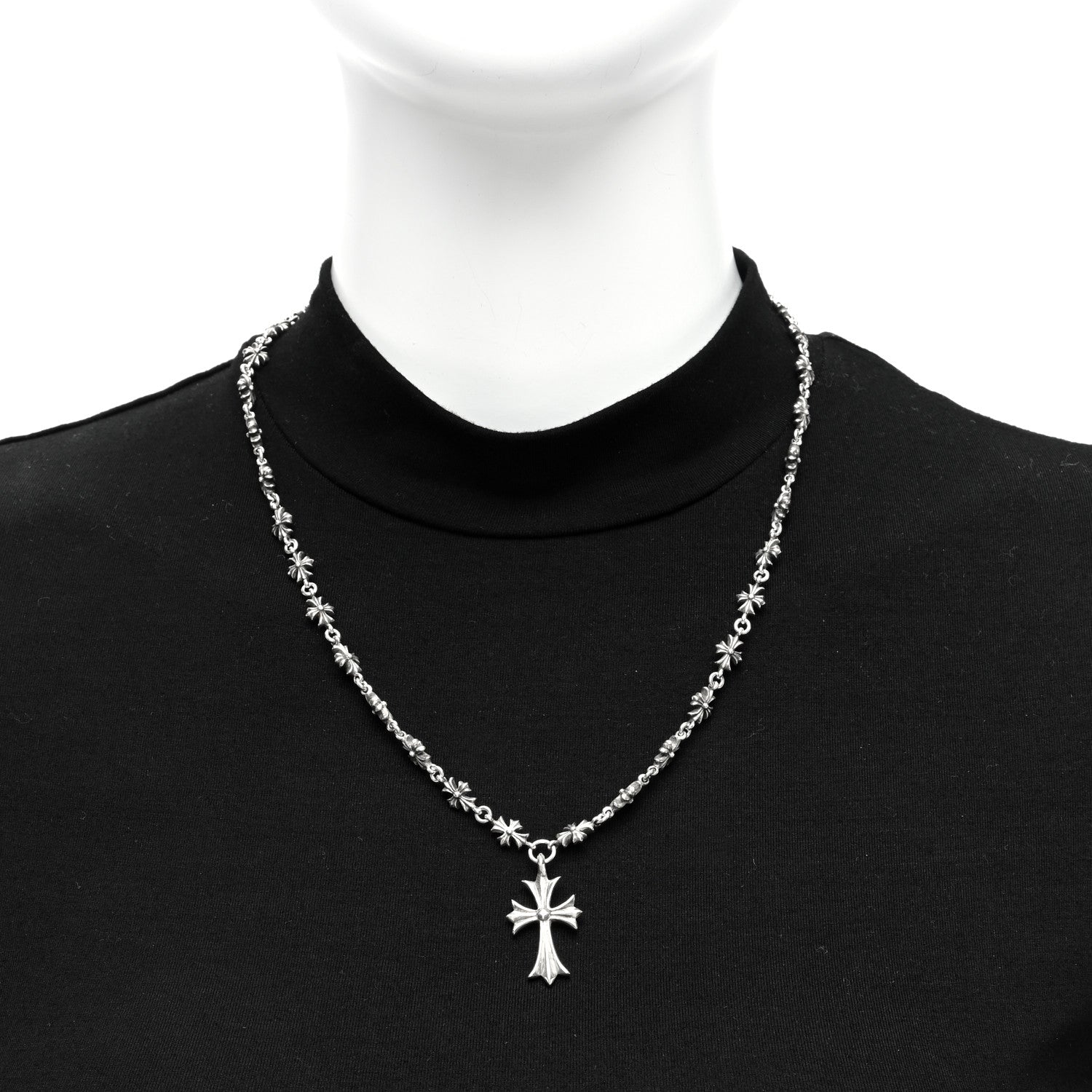 Chrome Hearts Sterling Silver Cross Pendant Tiny Cross Chain Necklace 2 of 4