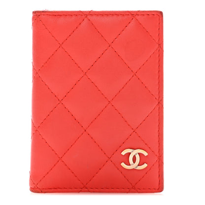 Chanel Lambskin Quilted Card Holder Wallet Red 1 of 10