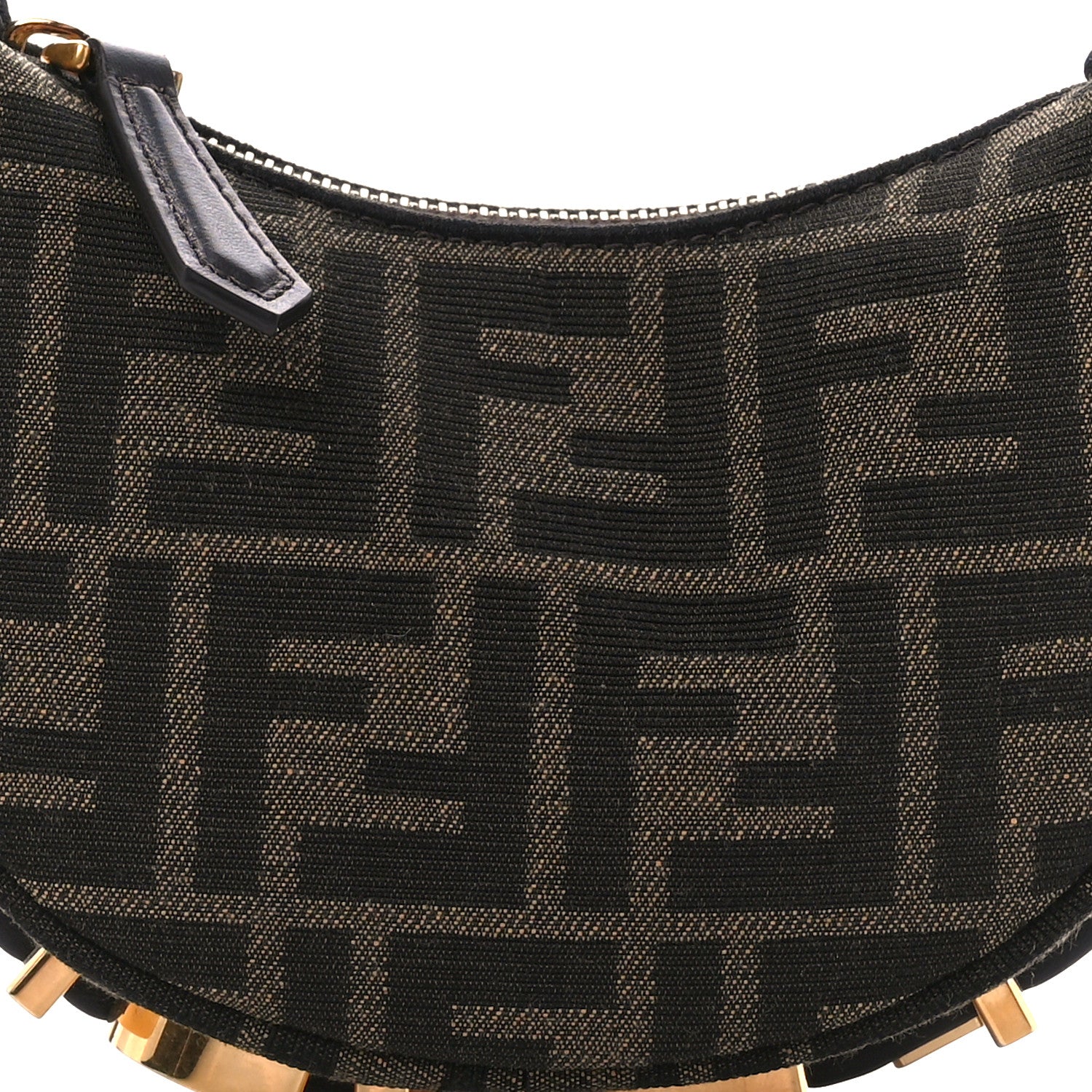 Fendi Fabric Jacquard FF 1974 Nano Fendigraphy Hobo Charm Tobacco Moro 8 of 10