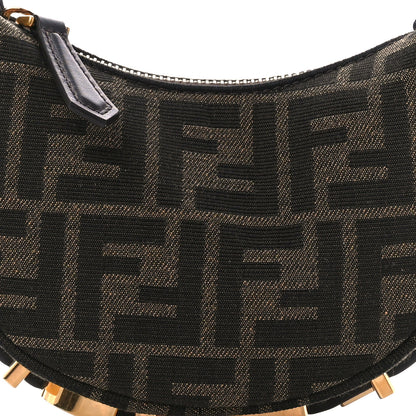 Fendi Fabric Jacquard FF 1974 Nano Fendigraphy Hobo Charm Tobacco Moro 8 of 10