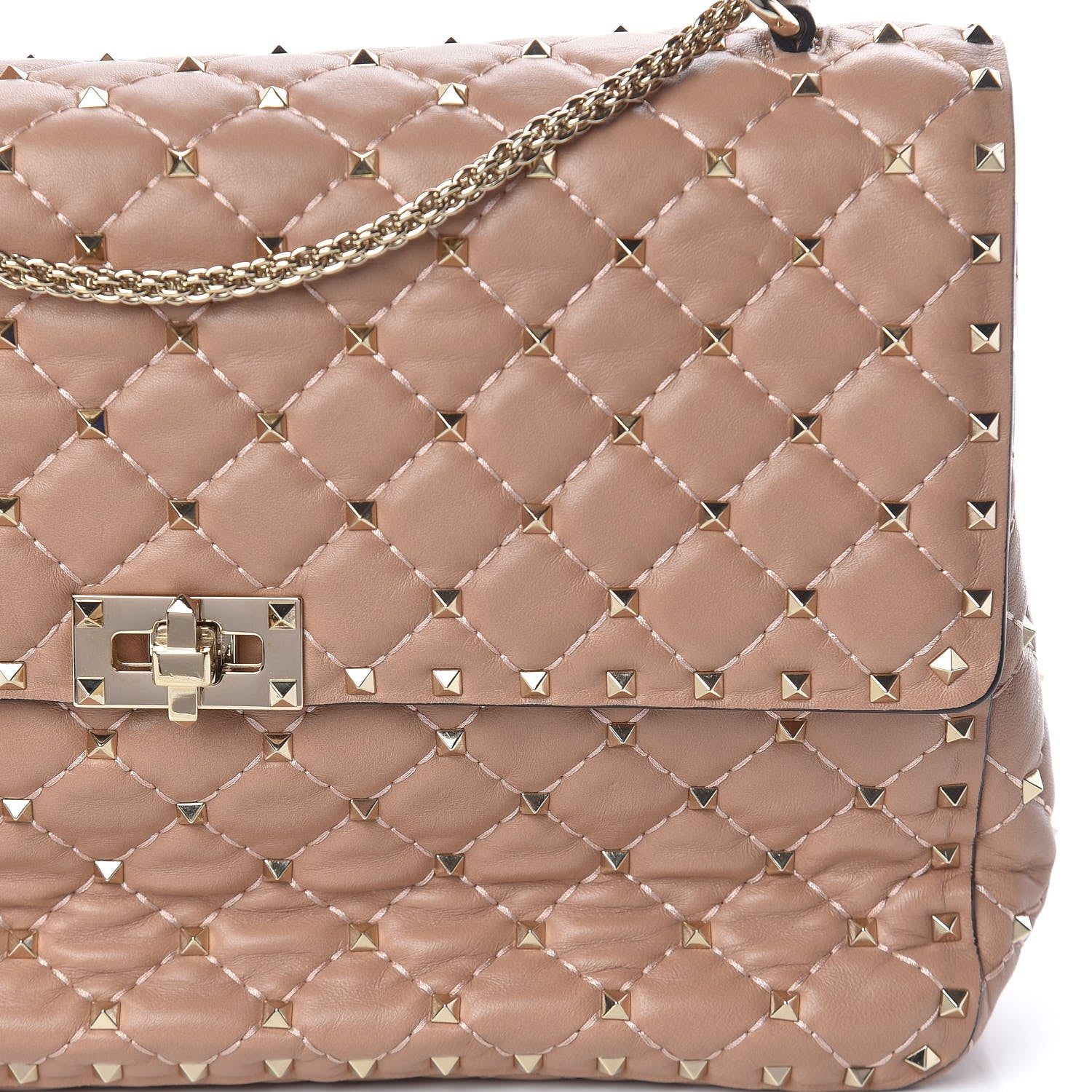 Valentino Garavani Nappa Large Rockstud Spike Shoulder Bag Soft Noisette 10 of 15