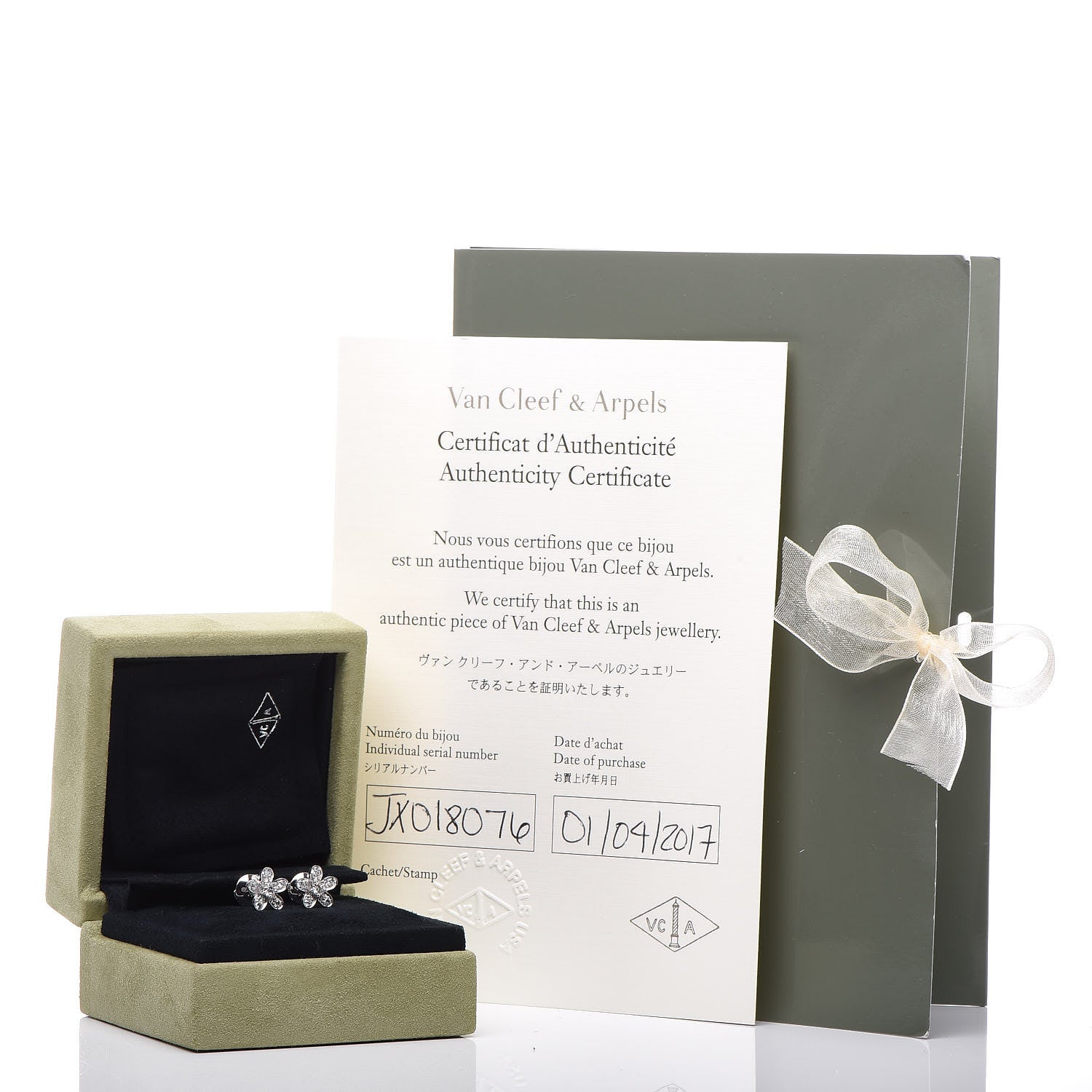Van Cleef & Arpels 18K White Gold Diamond Socrate Earrings 5 of 5