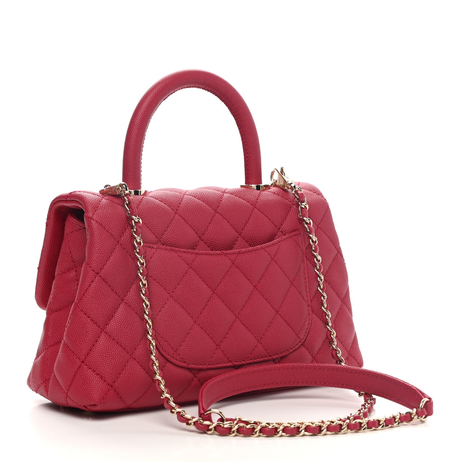 Chanel Caviar Quilted Mini Coco Handle Flap Dark Pink 3 of 9
