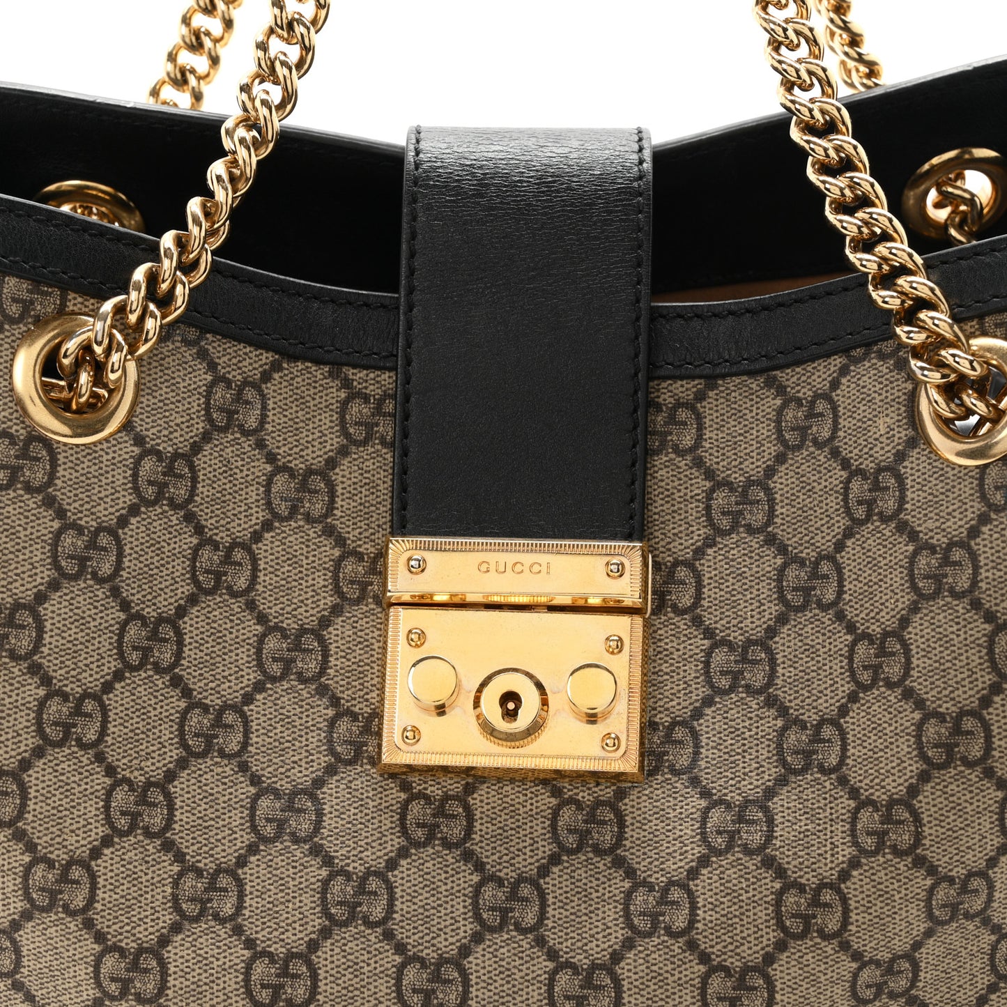 GG Supreme Monogram Medium Padlock Tote Black