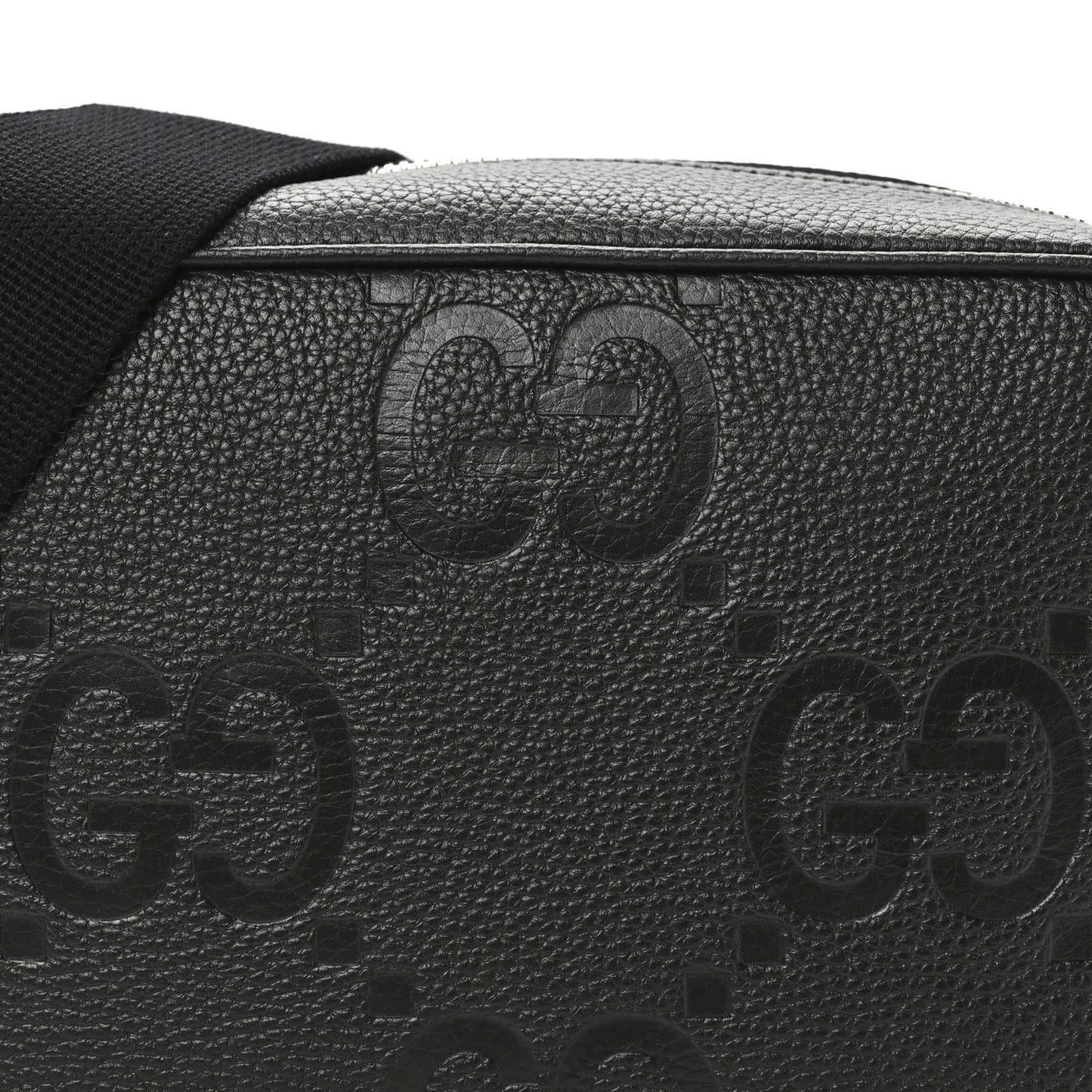 Piuma Calfskin Jumbo GG Embossed Medium Messenger Bag Black