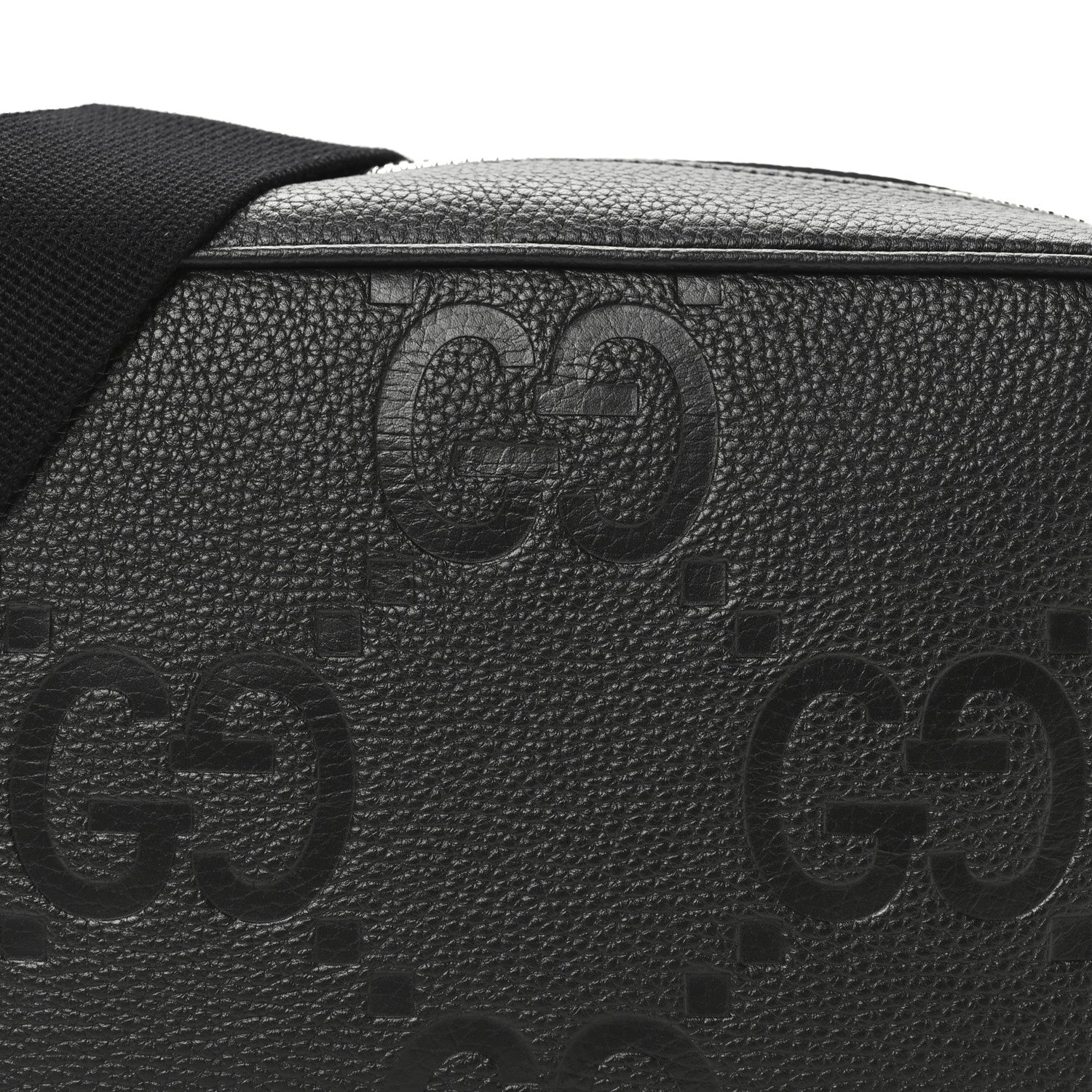 Gucci Piuma Calfskin Jumbo GG Embossed Medium Messenger Bag Black 8 of 10