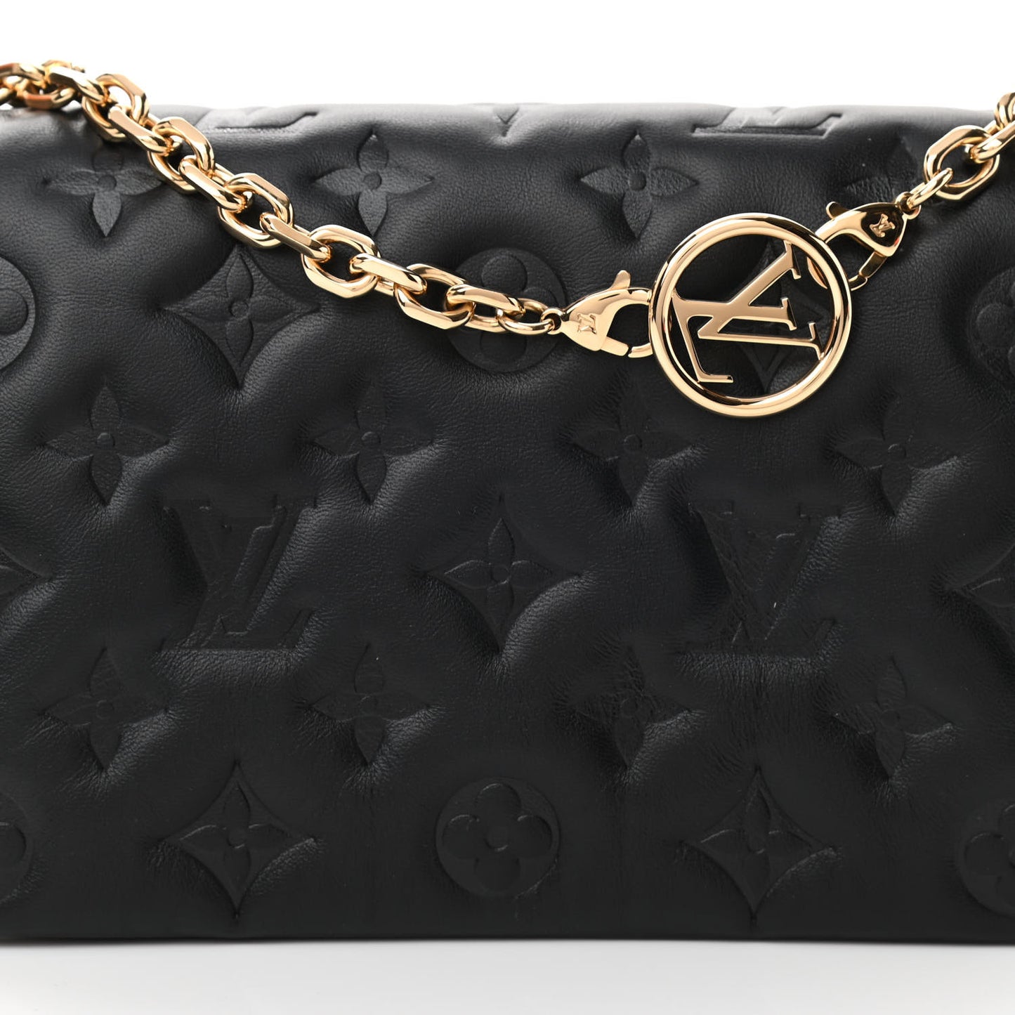 Lambskin Embossed Monogram Pochette Coussin Black