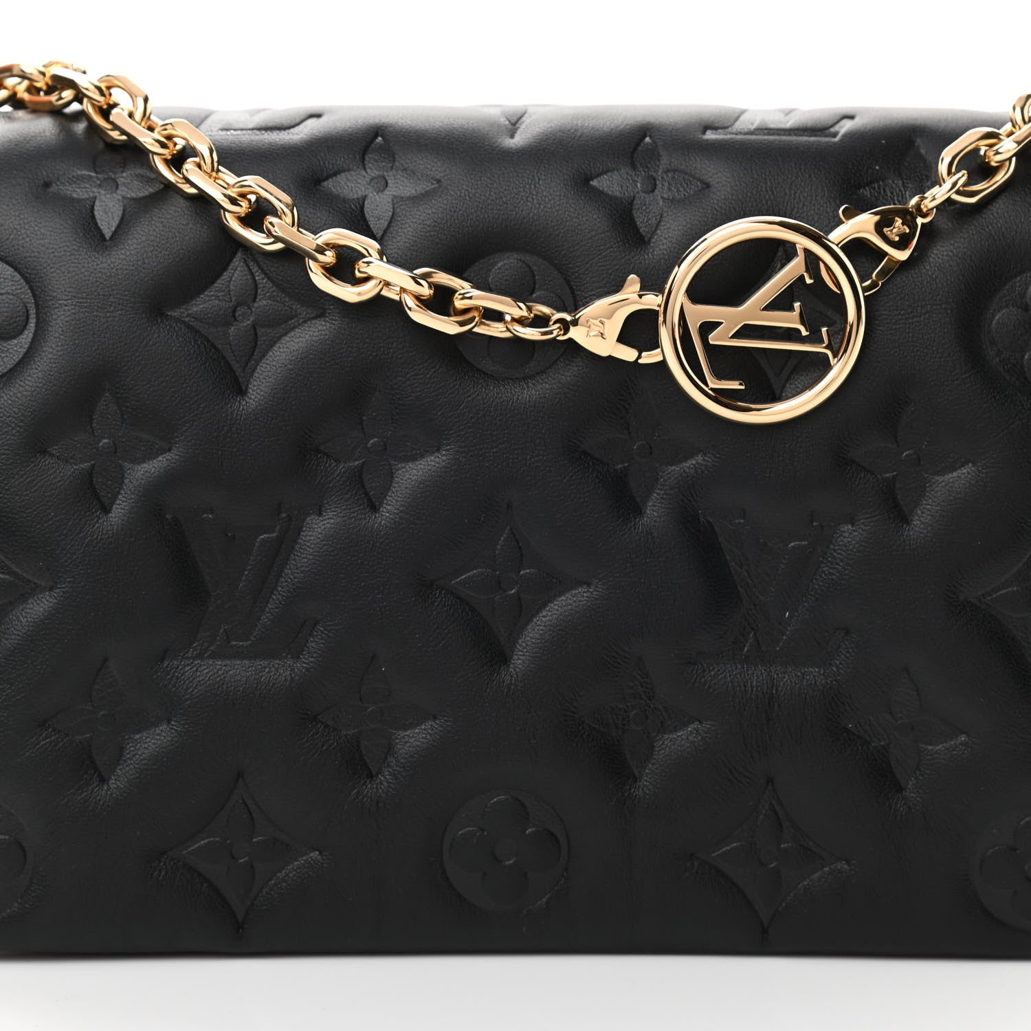 Louis Vuitton Lambskin Embossed Monogram Pochette Coussin Black 7 of 13