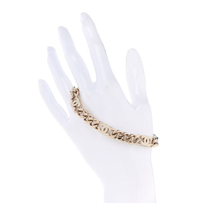 Chanel Enamel Metal CC Chain Bracelet Gold White 2 of 5