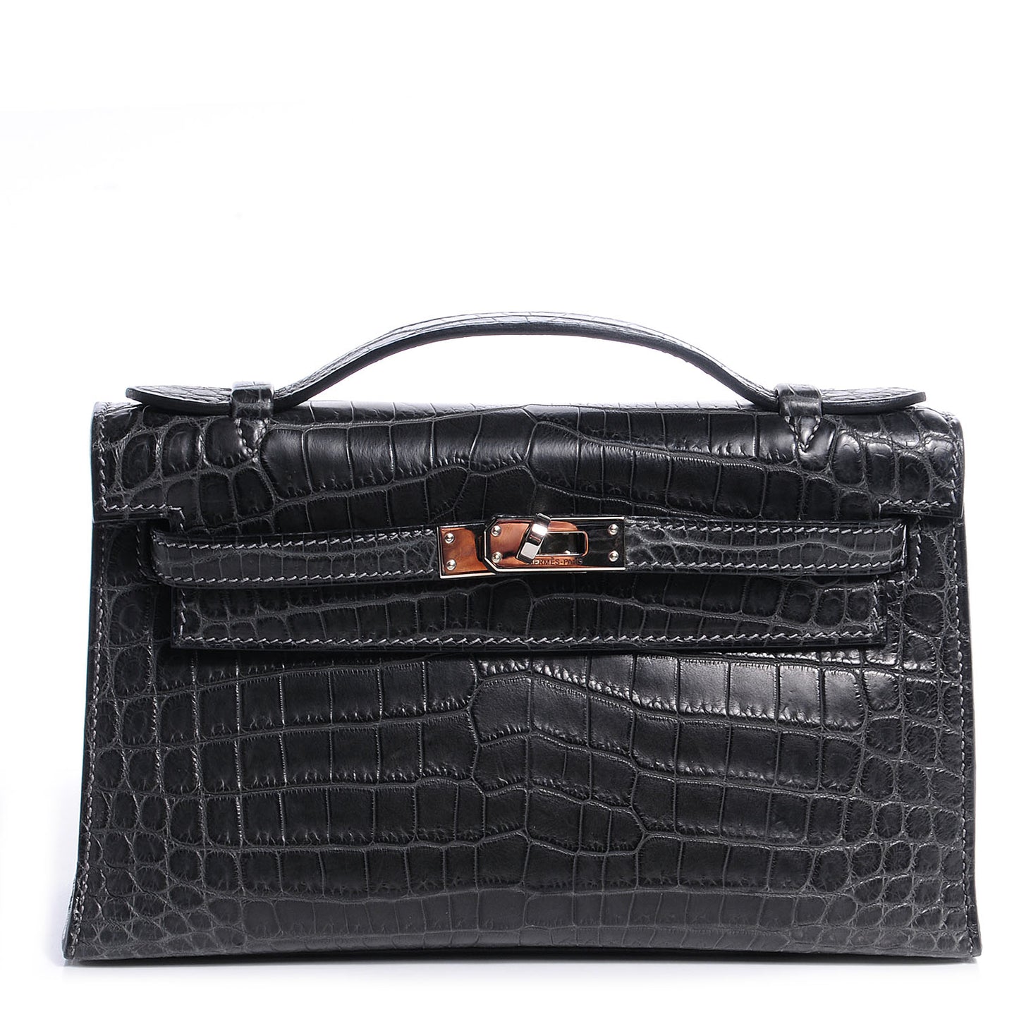 Matte Niloticus Crocodile Kelly Pochette Graphite