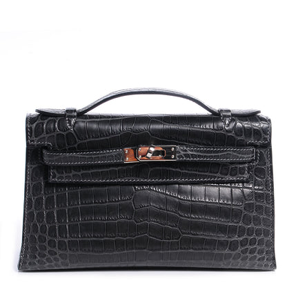 Hermes Matte Niloticus Crocodile Kelly Pochette Graphite 1 of 8