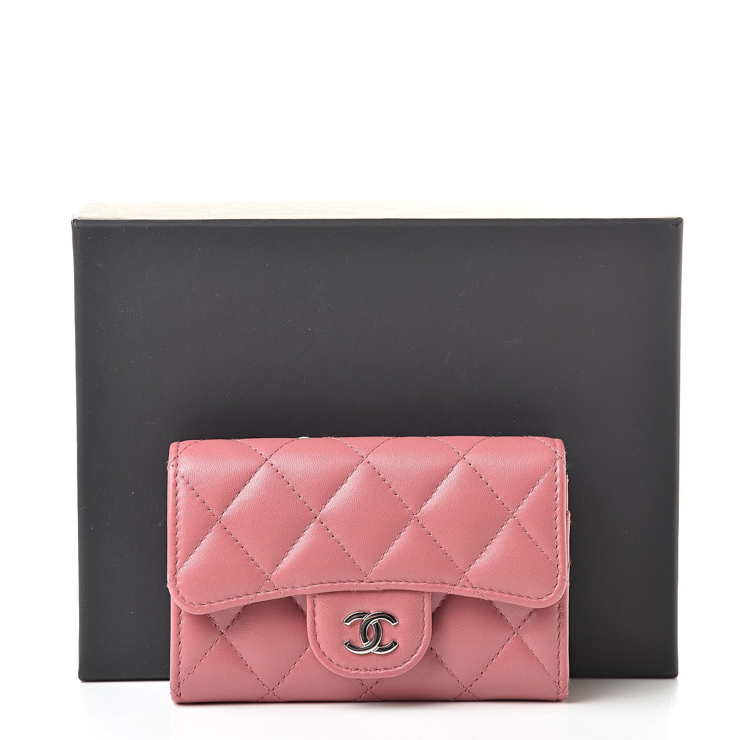 Chanel Lambskin Quilted Flap Card Holder Pink 14 of 14