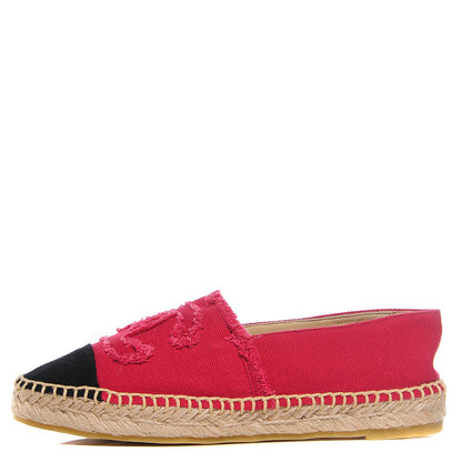 Chanel Toile CC Espadrilles 38 Red Black 1 of 7