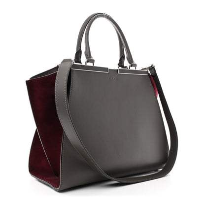 Fendi Vitello Dolce Century Petite 3Jours Tote Carbone Bordeaux 3 of 10